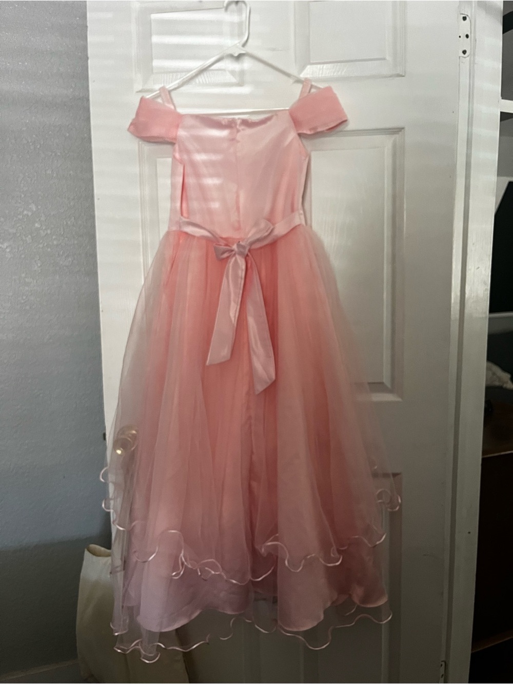 Pink Floral Embellished Girls' Tulle Party Dress - Picture 2 of 4